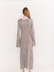 Olivia Rubin Green James Knitted Midi Dress with Cutout Neckline and Fluted Sleeve - Image 2 of 5