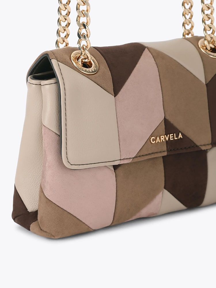 Carvela Brown Rosa Patchwork Chain Shoulder Bag - Image 4 of 4