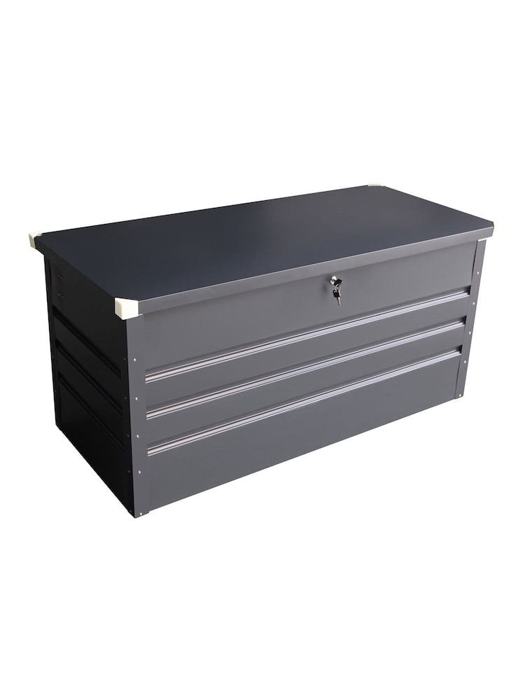Charles Bentley Grey Metal Storage Chest with Lock - Image 1 of 4