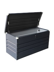 Charles Bentley Grey Metal Storage Chest with Lock - Image 2 of 4