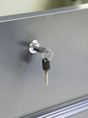Charles Bentley Grey Metal Storage Chest with Lock - Image 4 of 4