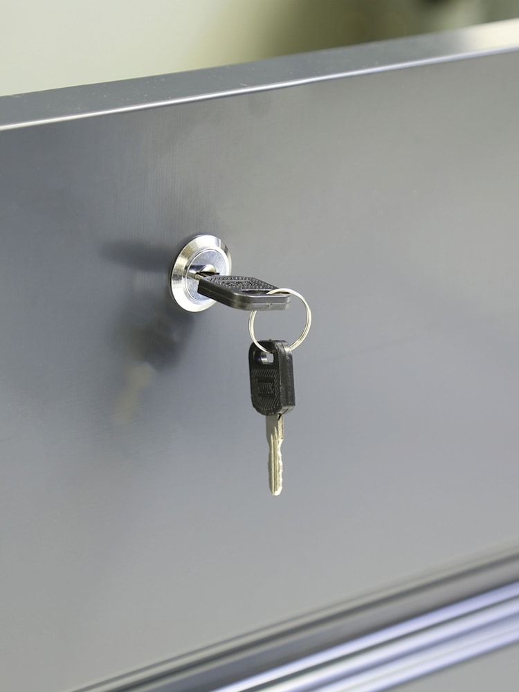 Charles Bentley Grey Metal Storage Chest with Lock - Image 4 of 4
