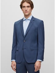 BOSS Blue Regular-Fit Melange Jacket In Stretch Cloth - Image 1 of 6
