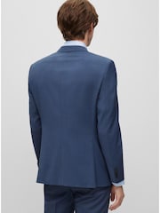 BOSS Blue Regular-Fit Melange Jacket In Stretch Cloth - Image 2 of 6