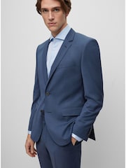 BOSS Blue Regular-Fit Melange Jacket In Stretch Cloth - Image 3 of 6