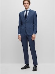 BOSS Blue Regular-Fit Melange Jacket In Stretch Cloth - Image 4 of 6