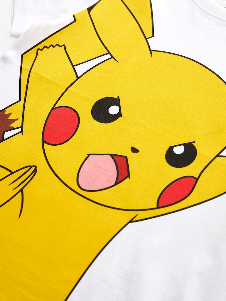 White Pikachu 100% Cotton Pokémon License Short Sleeve T-Shirt (4-16yrs) - Image 3 of 3 White Pikachu 100% Cotton Pokémon License Short Sleeve T-Shirt (4-16yrs) - Image 3 of 3