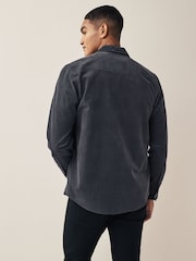 Charcoal Grey Cord Twin Pocket Western Long Sleeve 100% Cotton Shirt - Image 3 of 7
