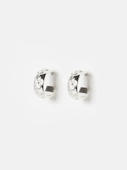 Oliver Bonas Silver Tone Sarah Floral Vintage Engraving Hoop Earrings - Image 2 of 4