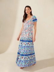 Ro&Zo Blue Placement Paisley Print Maxi Dress - Image 1 of 1