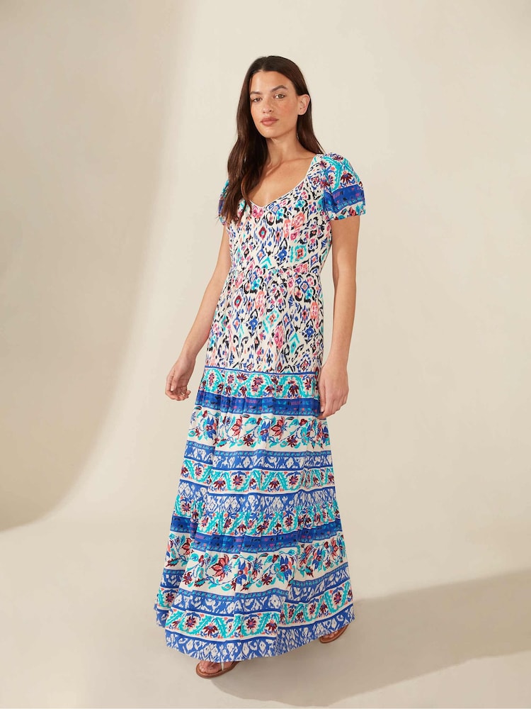 Ro&Zo Blue Placement Paisley Print Maxi Dress - Image 1 of 1