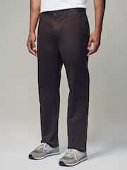 Chocolate Brown Relaxed Fit Utility Chino 100% Cotton Trousers - Image 1 of 10