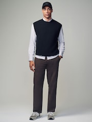 Chocolate Brown Relaxed Fit Utility Chino 100% Cotton Trousers - Image 2 of 10