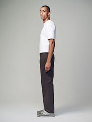 Chocolate Brown Relaxed Fit Utility Chino 100% Cotton Trousers - Image 3 of 10