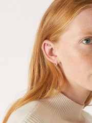Accessorize Silver Tone Sterling Pave Mini Huggie Hoops - Image 2 of 2