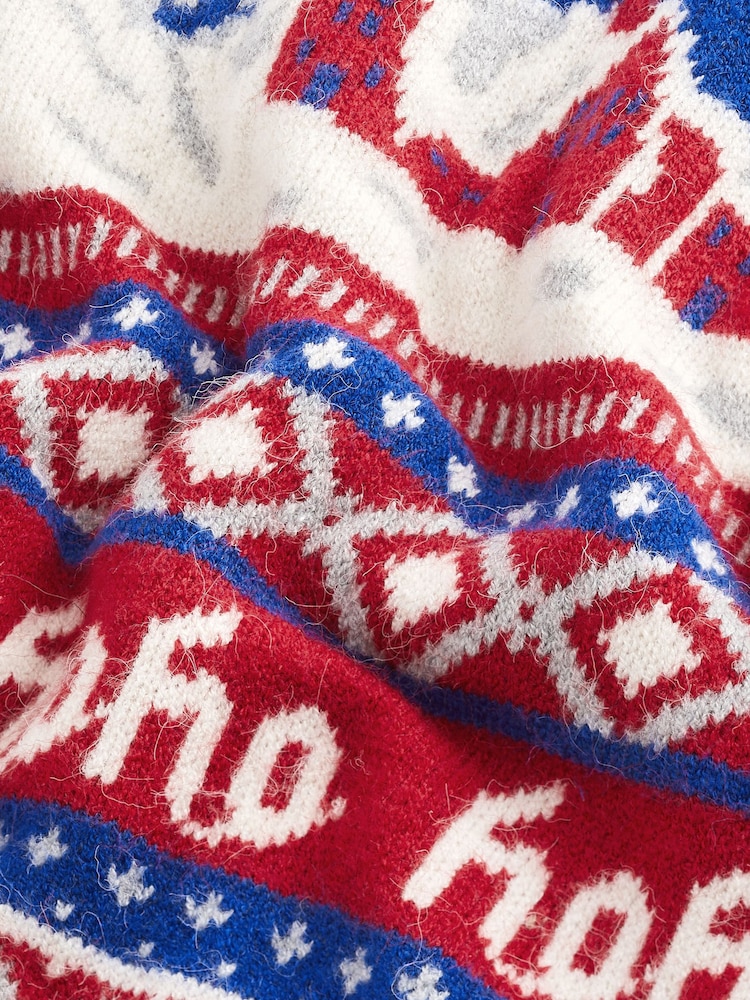 Red/Blue Crew Neck Regular Knitted Christmas Jumper - Image 7 of 7