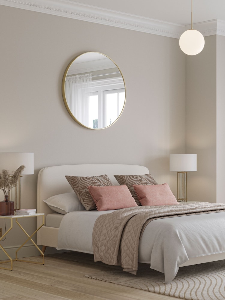 Natural Oyster Soft Velvet Matson Upholstered Bed Frame - Image 1 of 7