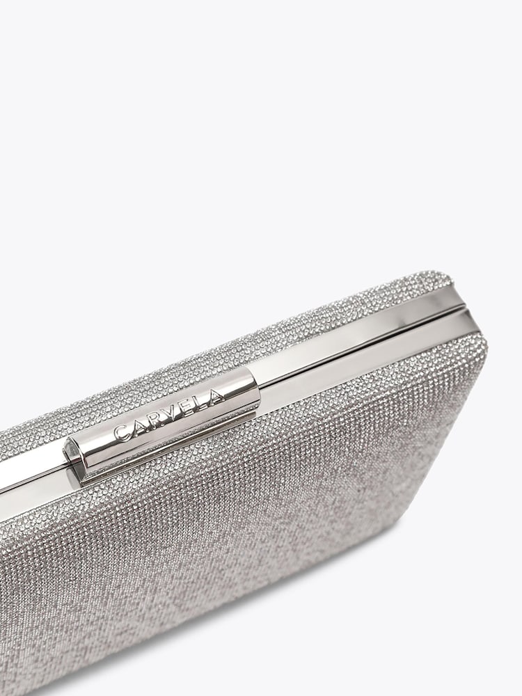 Carvela Silver Palio Hard Embellished Clutch Bag - Image 5 of 5
