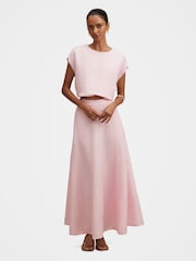 Forever New Pink Georgina Petite Bubble Hem Top Contains Linen - Image 5 of 5