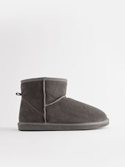 Grey Luxury Faux Fur Lined Suede Slipper Boots - Image 2 of 7