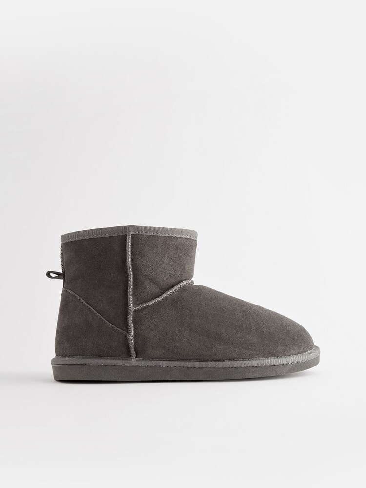 Grau - Luxuriöse Hausstiefel aus Veloursleder mit Futter aus Fellimitat - Bild 2 von 7 Grau - Luxuriöse Hausstiefel aus Veloursleder mit Futter aus Fellimitat - Bild 2 von 7