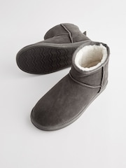 Grey Luxury Faux Fur Lined Suede Slipper Boots - Image 3 of 7