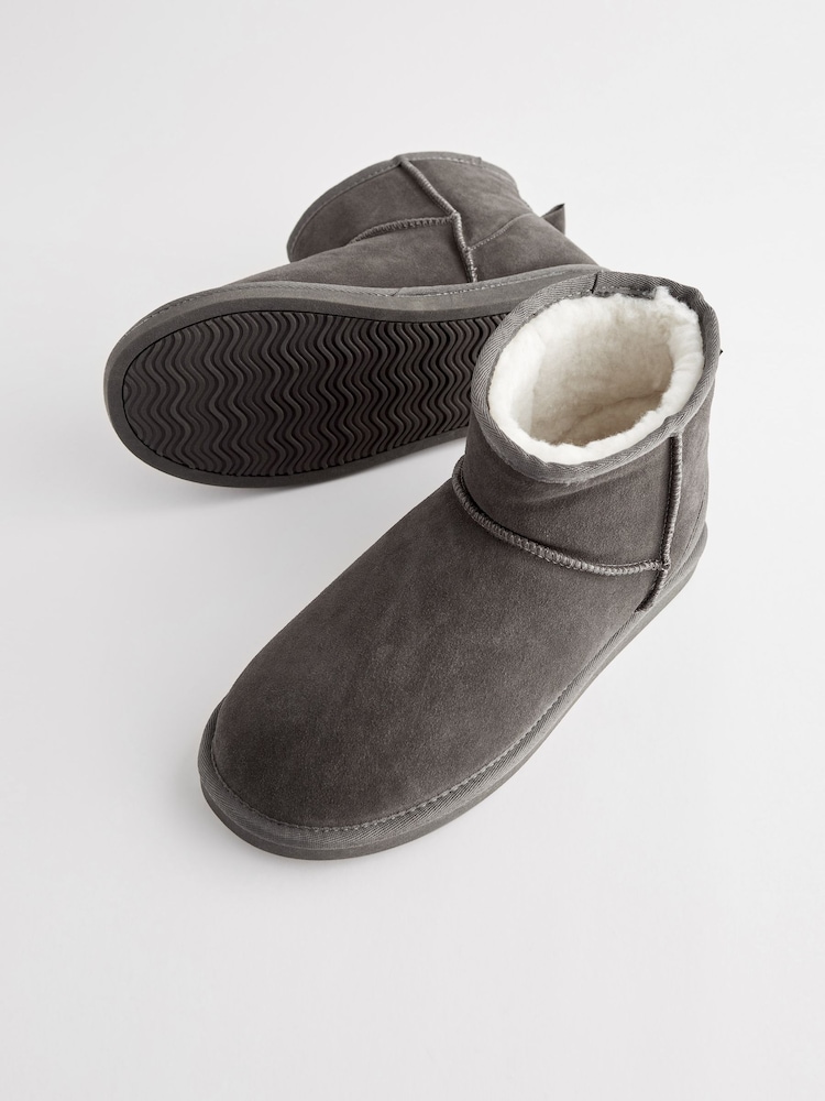 Gris - Bottines chaussons luxueuses doublées de daim en fausse fourrure - Image 3 of 7