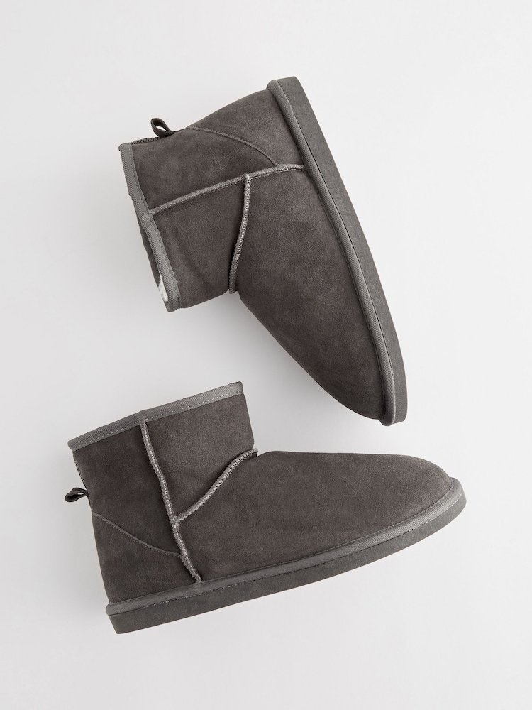 Gris - Bottines chaussons luxueuses doublées de daim en fausse fourrure - Image 4 of 7