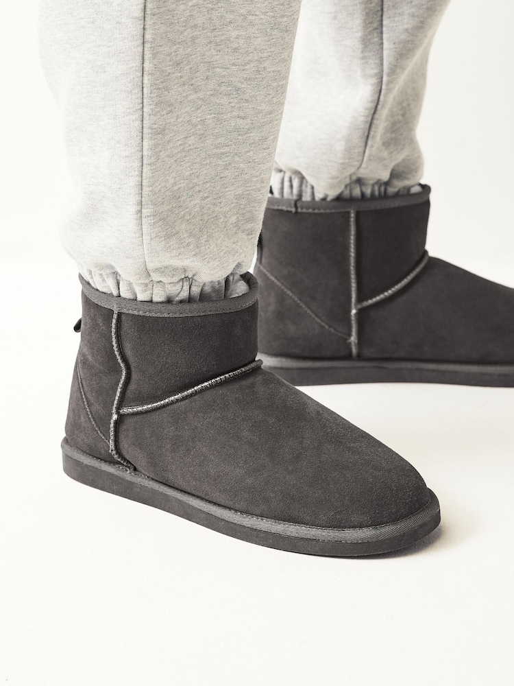 Gris - Bottines chaussons luxueuses doublées de daim en fausse fourrure - Image 5 of 7