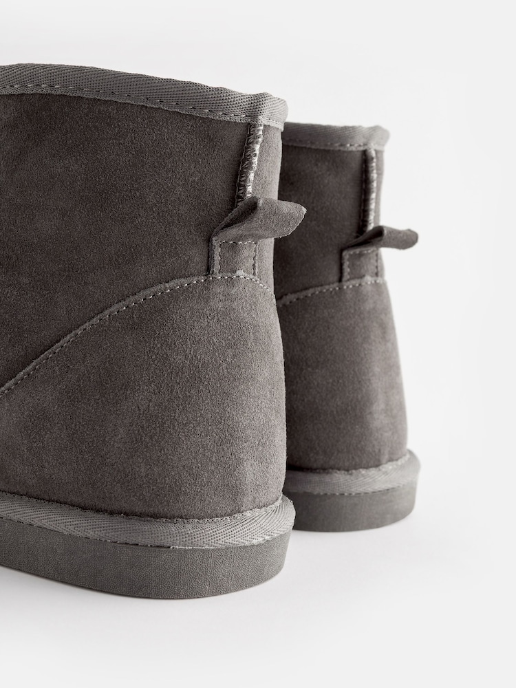 Gris - Bottines chaussons luxueuses doublées de daim en fausse fourrure - Image 6 of 7