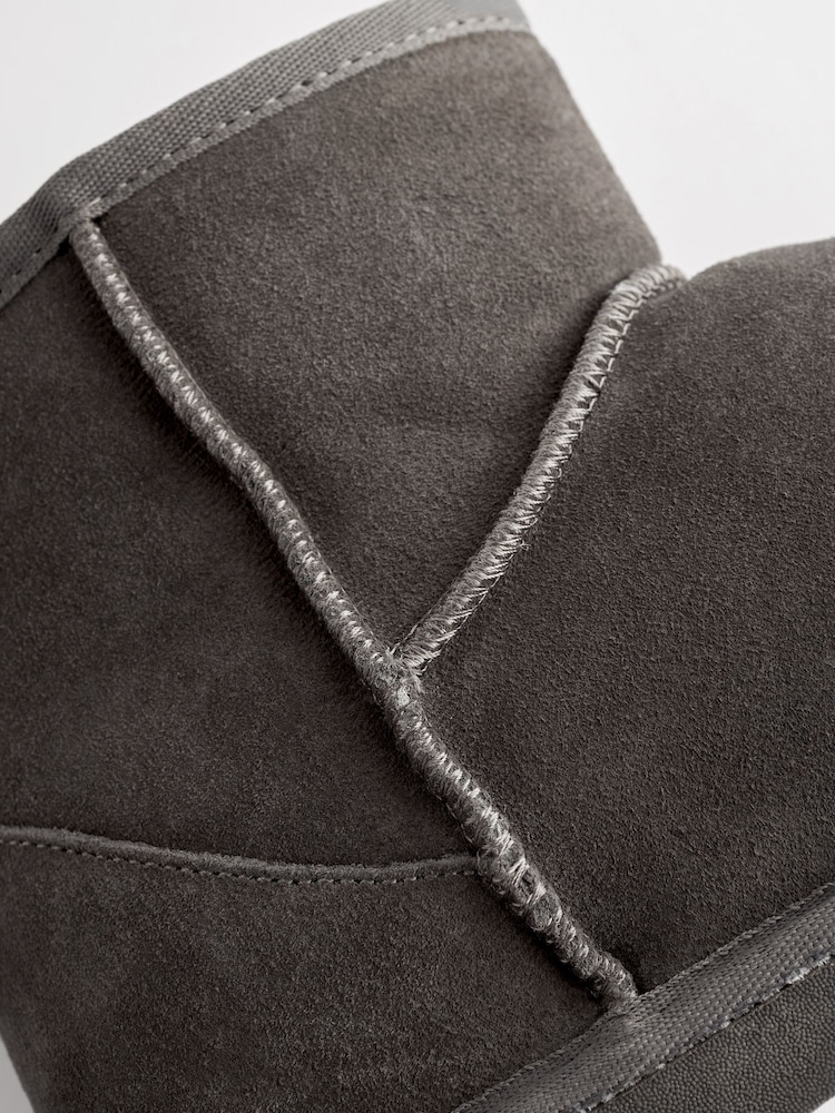 Grey Luxury Faux Fur Lined Suede Slipper Boots - Image 7 of 7