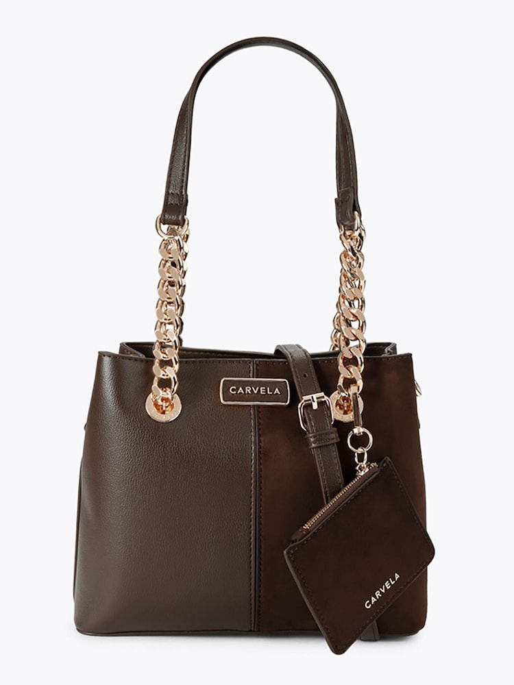 Carvela Mid Brown Mini Cammie Shoulder Bag - Image 1 of 5 Carvela Mid Brown Mini Cammie Shoulder Bag - Image 1 of 5
