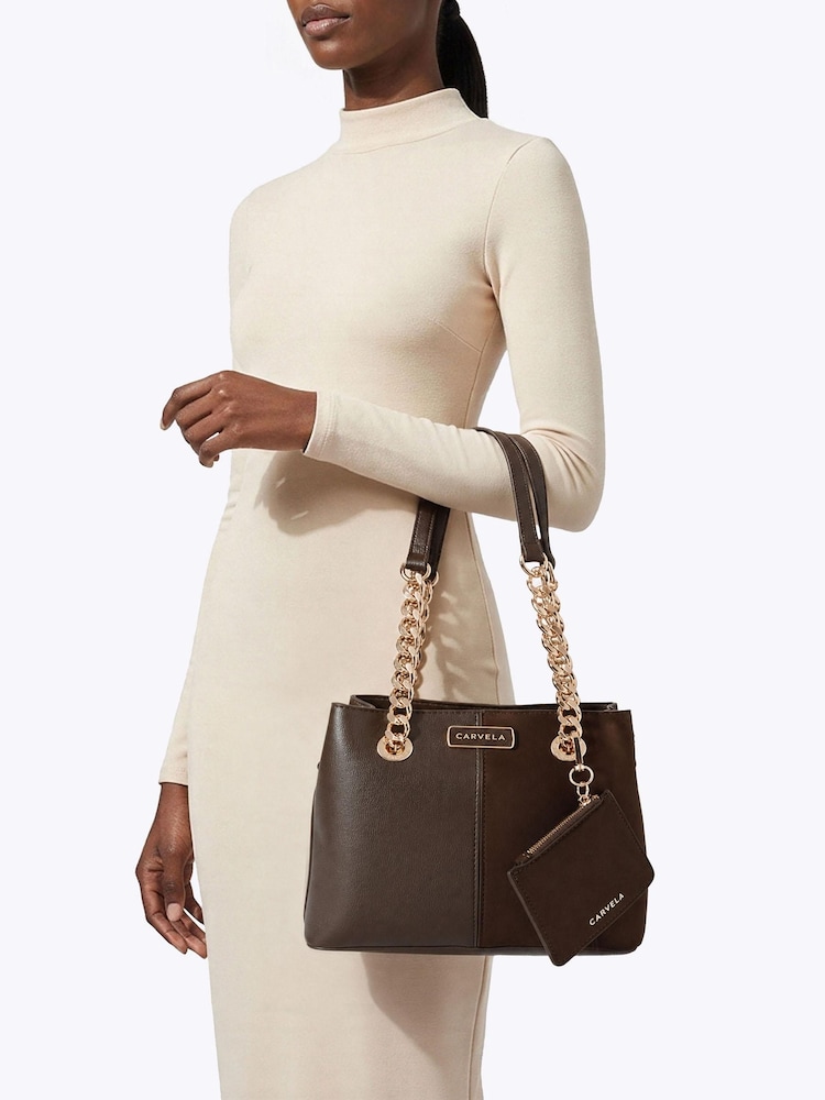 Carvela Mid Brown Mini Cammie Shoulder Bag - Image 2 of 5 Carvela Mid Brown Mini Cammie Shoulder Bag - Image 2 of 5