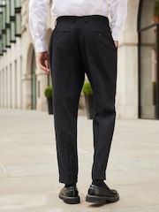 Black Slim Nova Fides Italian Fabric Textured Suit Trousers - Image 2 of 10