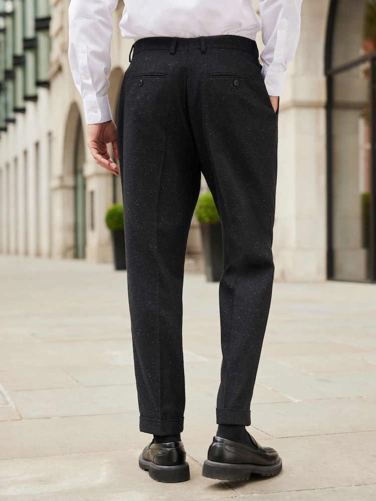 Black Slim Nova Fides Italian Fabric Textured Suit Trousers - Image 2 of 10
