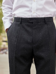 Black Slim Nova Fides Italian Fabric Textured Suit Trousers - Image 3 of 10