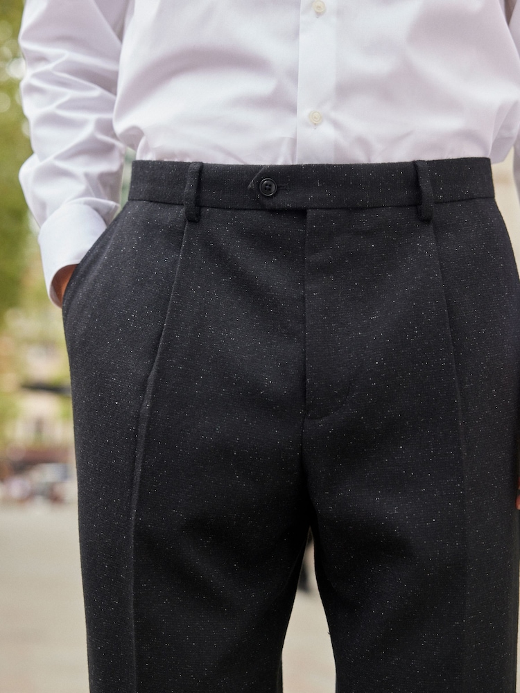 Black Slim Nova Fides Italian Fabric Textured Suit Trousers - Image 3 of 10
