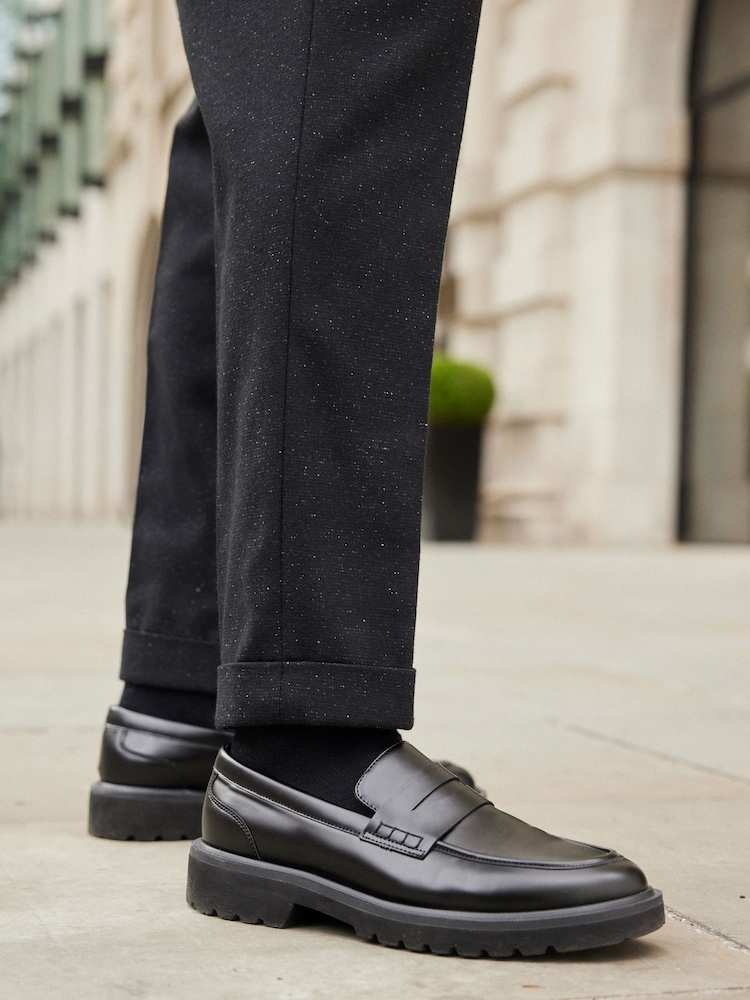 Black Slim Nova Fides Italian Fabric Textured Suit Trousers - Image 5 of 10
