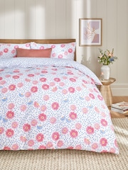 2 Pack Pink/White/Blue Floral Reversible Duvet Cover and Pillowcase Set - Image 2 of 9