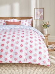 2 Pack Pink/White/Blue Floral Reversible Duvet Cover and Pillowcase Set - Image 3 of 9