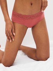 Navy/Cream Floral Print Short Cotton and Lace Knickers 4 Pack - Image 2 of 9