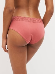Navy/Cream Floral Print Short Cotton and Lace Knickers 4 Pack - Image 3 of 9
