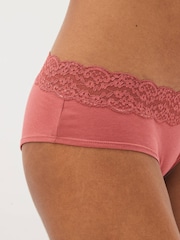 Navy/Cream Floral Print Short Cotton and Lace Knickers 4 Pack - Image 4 of 9