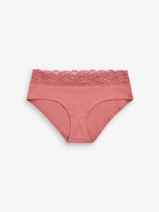 Navy/Cream Floral Print Short Cotton and Lace Knickers 4 Pack - Image 6 of 9