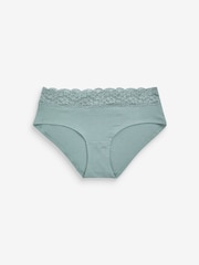 Navy/Cream Floral Print Short Cotton and Lace Knickers 4 Pack - Image 8 of 9
