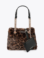 Carvela Brown Leopard Print Mini Cammie Fur Shoulder Bag - Image 1 of 5
