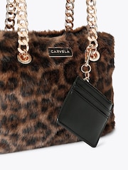 Carvela Brown Leopard Print Mini Cammie Fur Shoulder Bag - Image 5 of 5