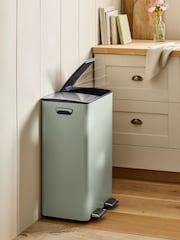 Sage Green 60L 3 Compartment Recycling Soft Close Pedal Bin - Image 2 of 6