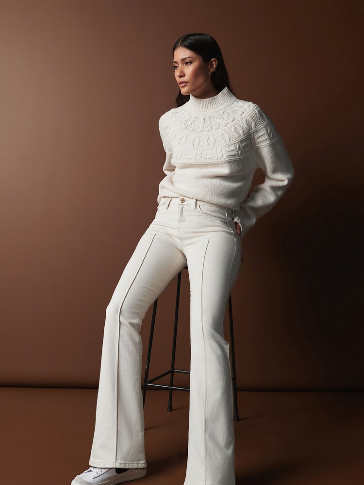 White Premium Flared Jeans - Image 1 of 8