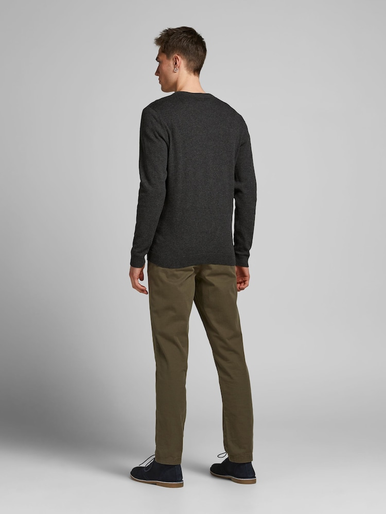 JACK & JONES Grey 100% Cotton V-Neck Knitted Jumper - Image 2 of 5